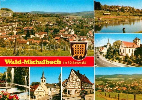 Waldmichelbach Panorama Teilansichten Brunnen Fachwerk