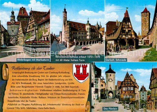 Rothenburg Tauber Röderbogen mit Markusturm Rathaus Gerla