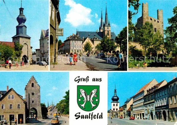 Saalfeld Saale Oberes Tor Markt mit St Johanniskirche