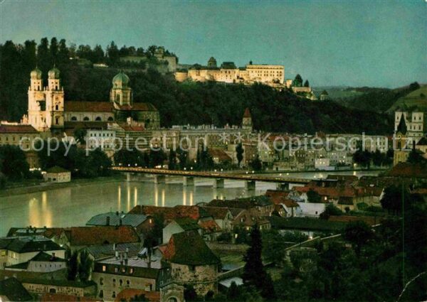 Passau Inn Brücke Dom Oberhaus Nachtaufnahme