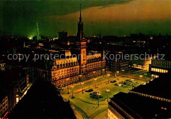 Hamburg Rathaus Nachtaufnahme