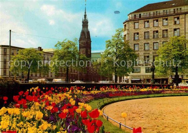 Hamburg Jungfernstieg Rathaus Tulpenbeet