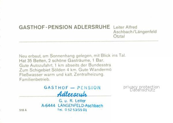 Aschbach Oetztal Gasthof Pension Adlersruhe – Bild 2