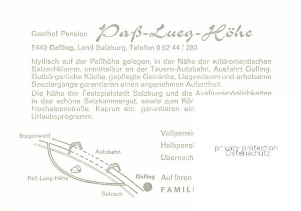 Golling Salzach Gasthof Pension Pass Lueg Höhe Tunnel S – Bild 2