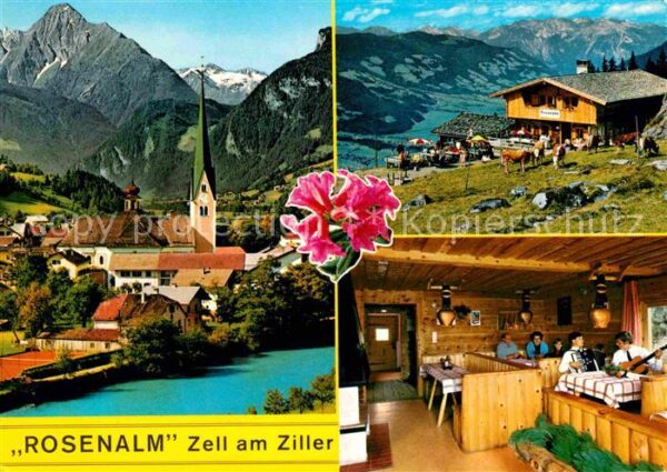 Zell Ziller Tirol Ortsansicht mit Kirche Jausenstation Ro