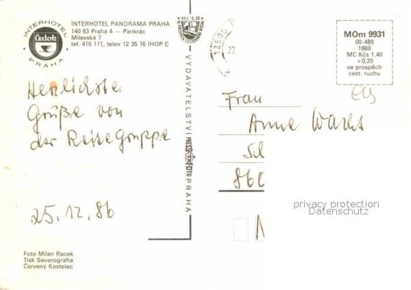Praha Prahy Prague Interhotel Panorama Restaurant – Bild 2