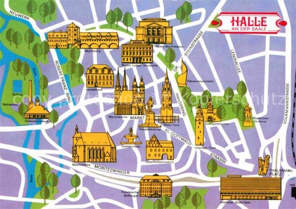 Halle Saale Bauwerke und Sehenswürdigkeiten Illustr