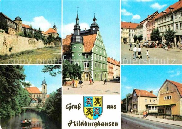 Hildburghausen Stadtmauer Friedenspark Rathaus Marx En