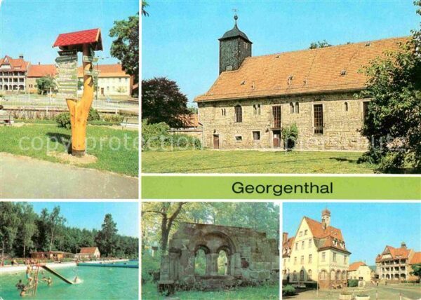 Georgenthal Gotha Wegweiser Kirche Waldbad Ruine des ehem