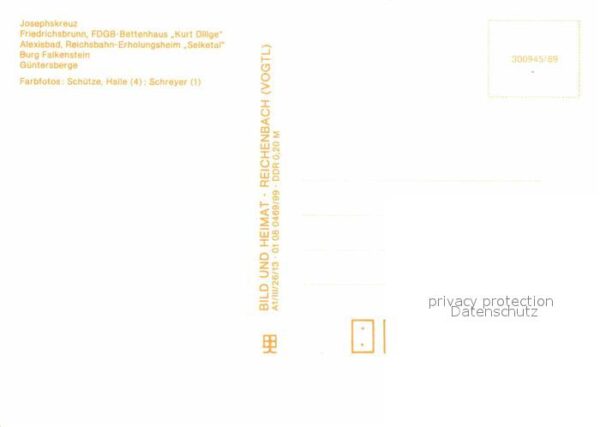 Harz Region Josephskreuz Friedrichsbrunn FDGB Bette – Bild 2