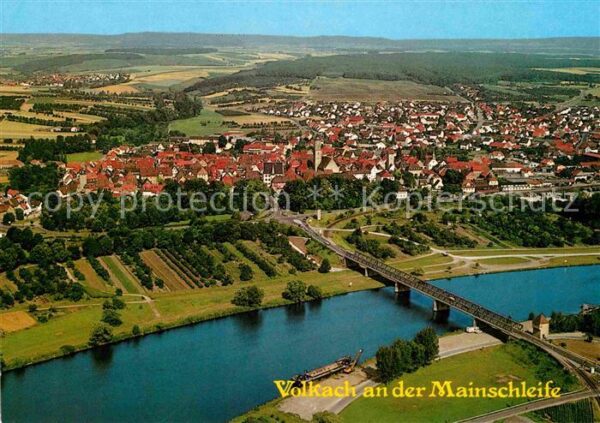 Volkach Fliegeraufnahme Mainbrücke