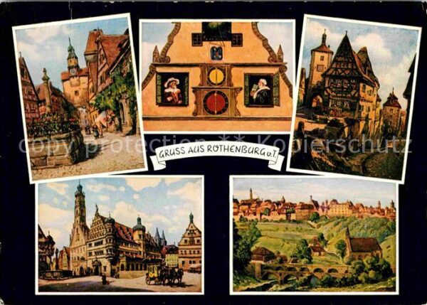 Rothenburg Tauber Markusturm Kunstuhr Plönlein Rathaus Pa