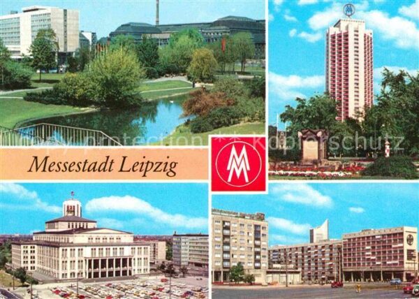 Leipzig Schwanenteich mit Interhotel Stadt Leip