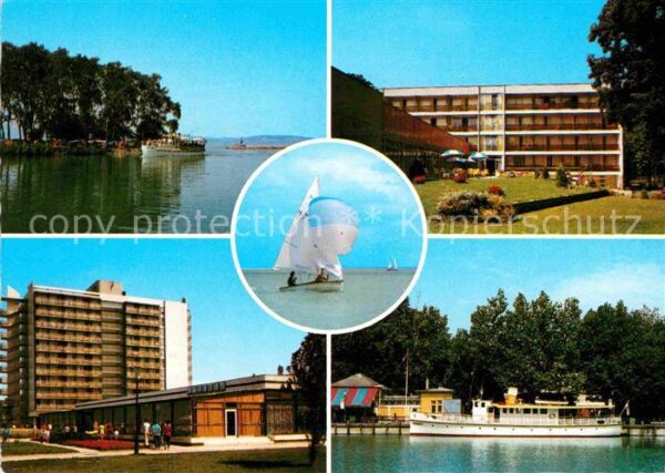 Balaton Plattensee Teilansichten Hotels Fahrgastschiff