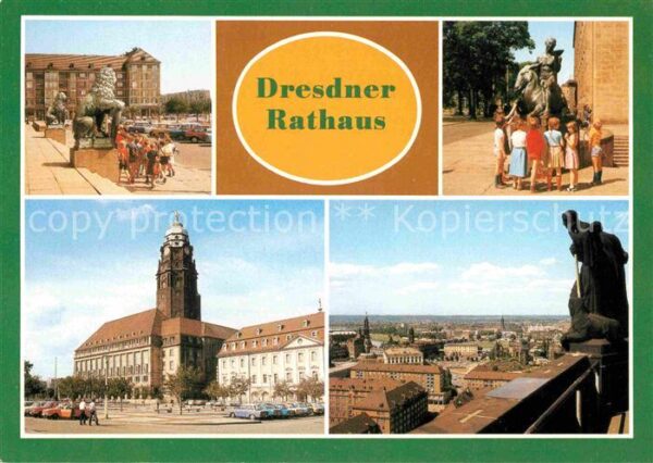 Dresden Rathaus Eingang Wappenlöwen Bacchus Pla