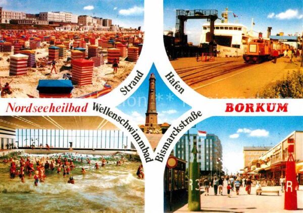 Borkum Strand Fährhafen Wellenschwimmbad Bisma