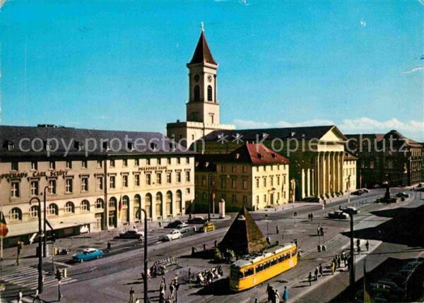 Strassenbahn Karlsruhe Marktplatz Stadtkirche