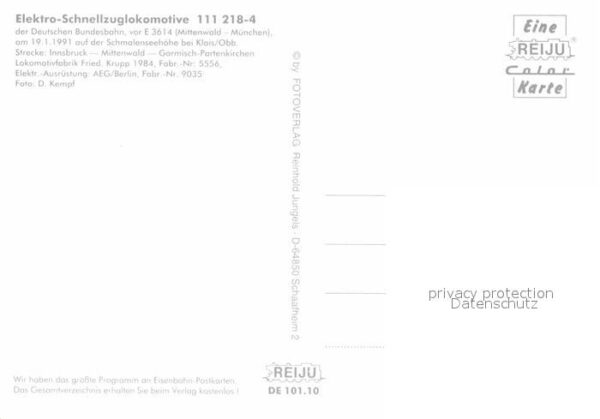 Eisenbahn Elektro-Schnellzuglokomotive 111 218-4 – Bild 2