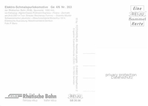 Eisenbahn Elektro-Schmalspurlokomotive Ge 4/6 Nr. – Bild 2