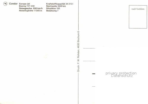 Flugzeuge Zivil Condor Europa-Jet Boeing 727-230 – Bild 2
