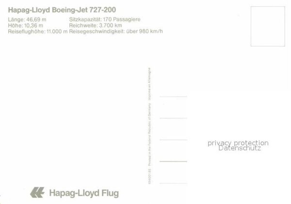 Flugzeuge Zivil Hapag-Lloyd Boeing-Jet 727-200 – Bild 2