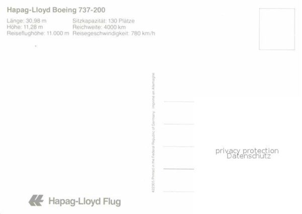 Flugzeuge Zivil Hapag-Lloyd Boeing 737-200 – Bild 2