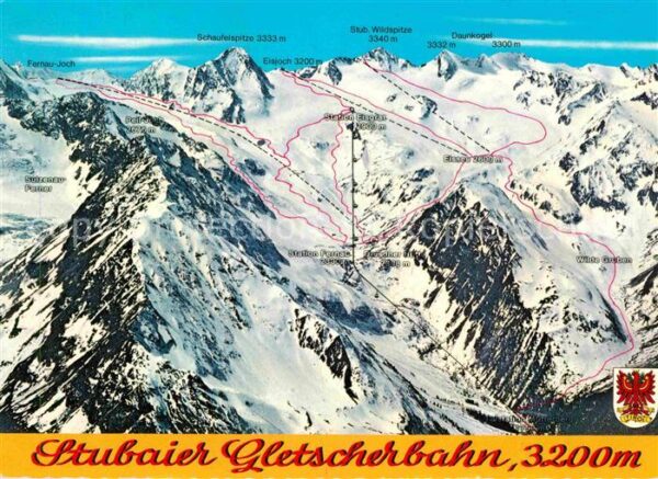 Skifahren Pistenplan Stubaier Gletscherbahn