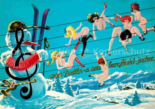 Schneemann Musiknote Ski Frauen Erotik Hase
