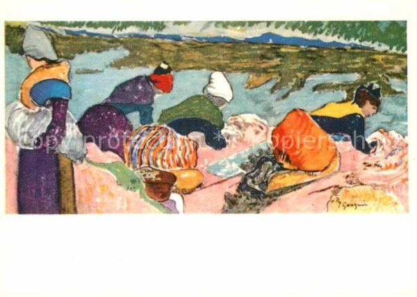 Kuenstlerkarte Paul Gauguin Wäscherinnen in Arles
