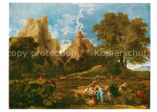 Kuenstlerkarte Nicolas Poussin Landschaft mit Polyphem