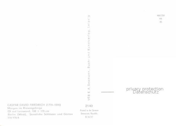 Kuenstlerkarte Caspar David Friedrich Morgen im Riesen – Bild 2