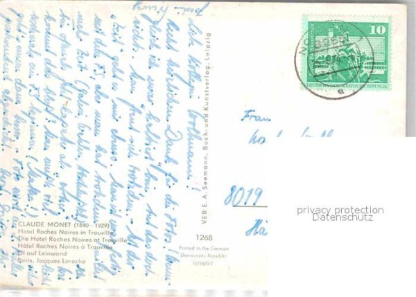 Kuenstlerkarte Claude Monet Hotel Roches Noires Trouvi – Bild 2