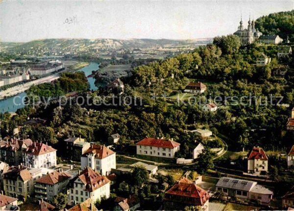 Wuerzburg Käppele und Maintal Blick von Festung M