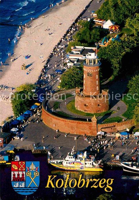 Kotobrzeg Fliegeraufnahme mit Leuchtturm Strand