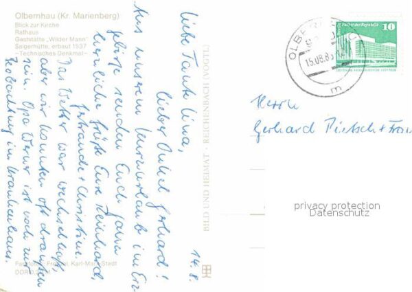 Olbernhau Erzgebirge Kirche Rathaus Restaurant Wilder Mann – Bild 2