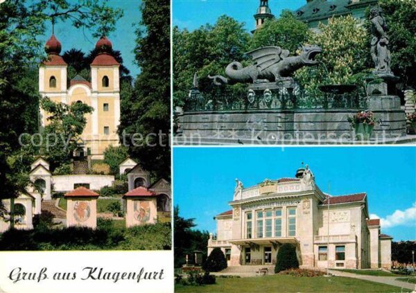 Klagenfurt Woerthersee Kreuzberlmosaiken Lindwurm Stadttheater
