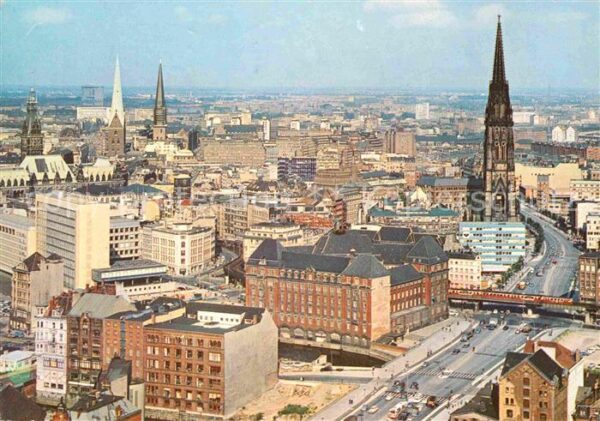 Hamburg Fliegeraufnahme Innenstadt Kirchen