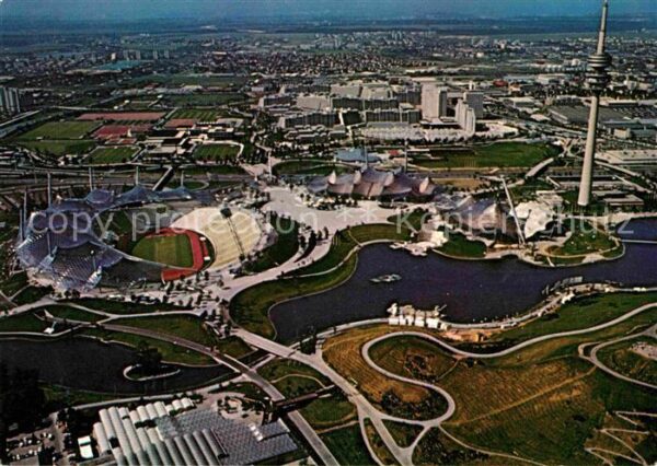 Muenchen Fliegeraufnahme Olympia-Park Fernsehtur
