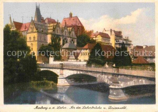 Marburg Lahn Lahnbrücke mit Universität