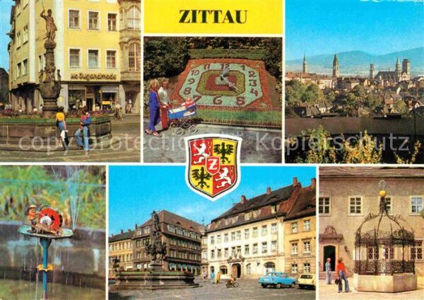 Zittau Rolandbrunnen Blumenuhr Schleifermännch