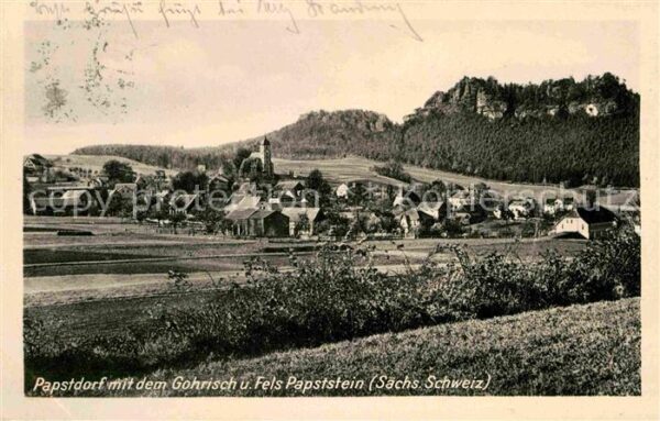 Papstdorf mit dem Gohrisch und Fels Papststein Sä