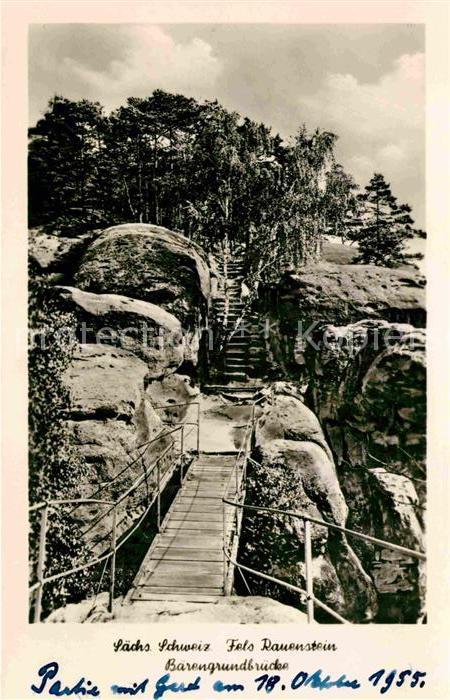 Rathen Saechsische Schweiz Fels Rauenstein Bärengrundbrücke Elbsan