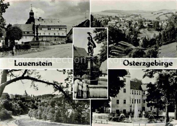 Lauenstein Erzgebirge Kirche Brunnen Landschaftspanorama