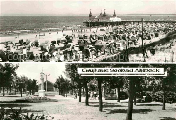 Ahlbeck Ostseebad Strand Seebrücke Konzertplatz Stranduhr