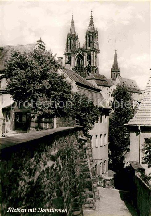 Meissen Elbe Sachsen Altstadt mit Domtürmen