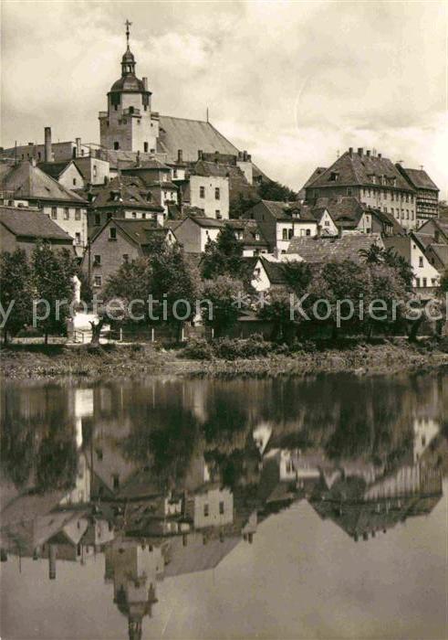 Ronneburg Thueringen Ansicht vom Fluss aus Altstadt Kirche W