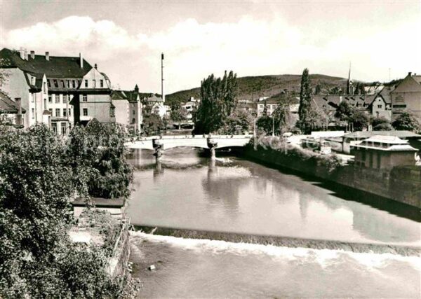 Aue Erzgebirge Blick von der Karl Marx Brücke