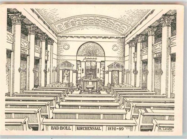 Bad Boll Kirchensaal Zeichnung Künstlerkarte