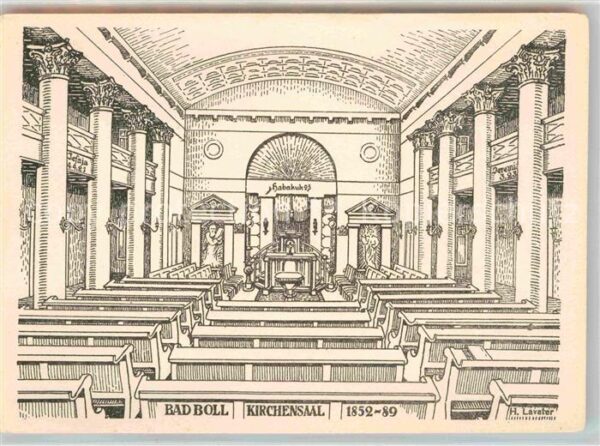 Bad Boll Kirchensaal Zeichnung Künstlerkarte