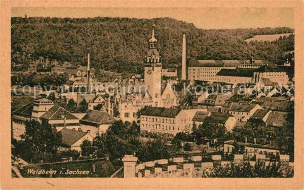 Waldheim Sachsen Ortsansicht mit Kirche
